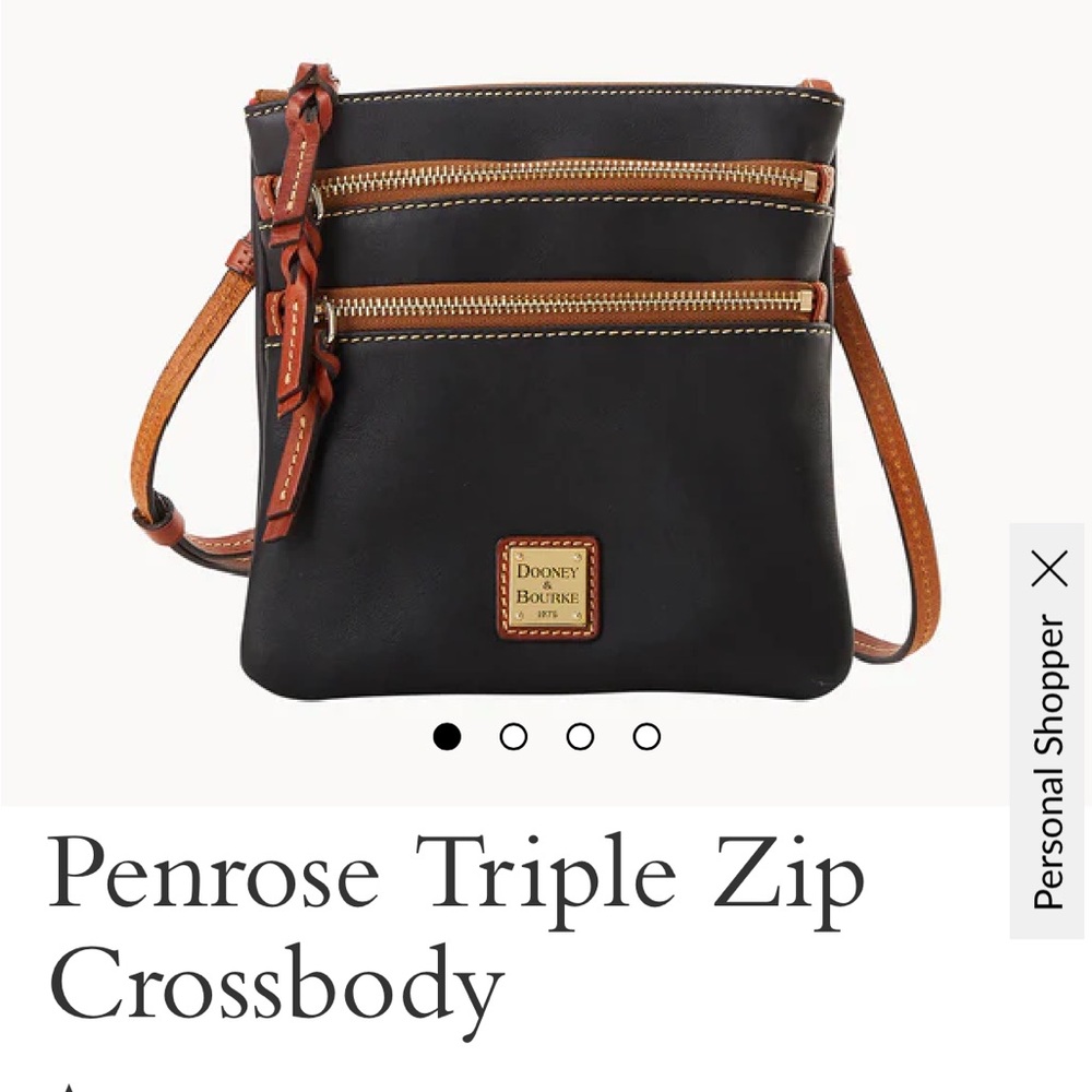 Dooney & Bourke Black and Brown Penrose Triple Zip Crossbody